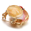 Enamel Coffee Cup Spoon Brooch Pin Women Scarf Suit Collar Lapel Pin Jewelry FT