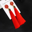 Women Long Earrings Hanging Bohemian Large Tassel Earring Ethnic Red