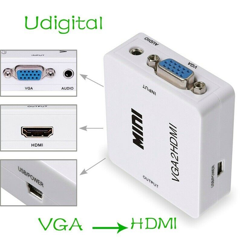 HDMI to VGA Male to Female Adapter Cable with Audio Port K7F5