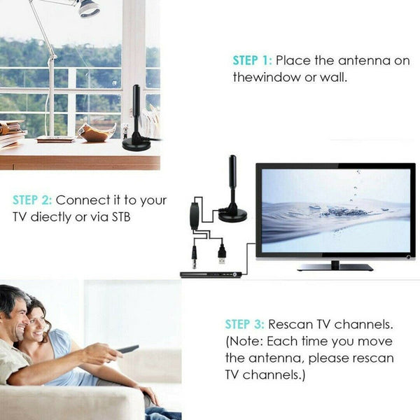Indoor 300 Mile HDTV Antenna Aerial HD Digital TV Signal Booster Amplifier Cable