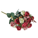 21-Head Silk Flower Artificial Rose Home Wedding Floral Bouquet Decor Red
