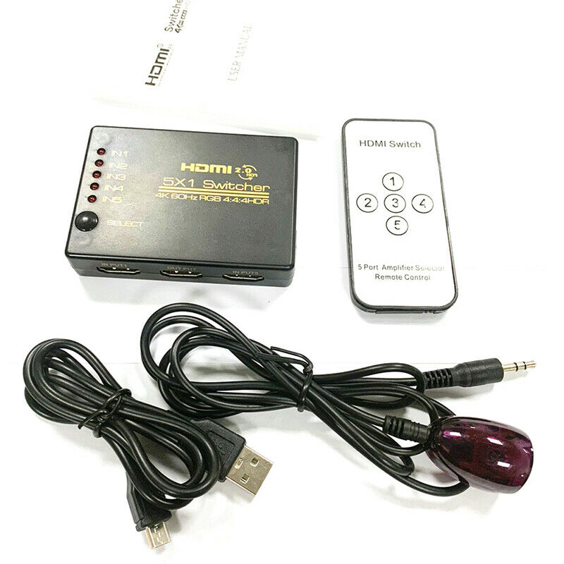 5Port 1080P Video HDMI Switch Switcher Splitter for HDTV DVD TV BOX+ IR Remo%!