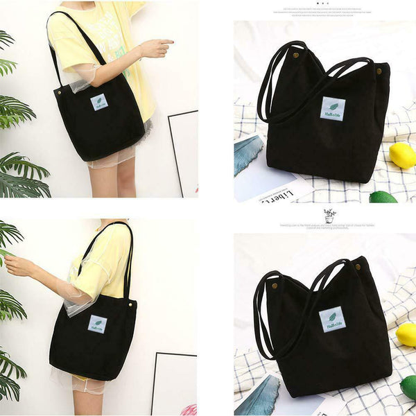 Fashion Women Handbag Canvas Print Tote Large Capacity Shoulder Bag (Black)