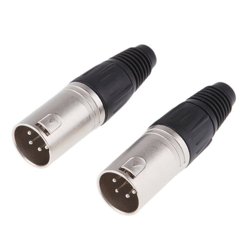 2x Metal 4Pin XLR Male Cable Connector, for Pro Microphones