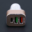 Micro USB Type-C QC3.0 3 Ports Car Charger Fast Charging for Smart Phones