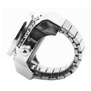 Women Dial Quartz Analog Finger Ring Watch Elastic Gift Creative Fashion Steel