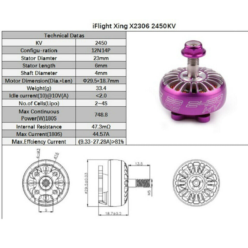 for iFlight XING 2207 2450KV Brushless Motor 4S For QAV FPV Racing Drone