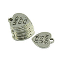 50pcs MADE for YOU Heart Shape DIY Necklace Bracelet Keychain Pendants