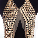 Women's Sexy Halter Backless Tank Top Bra Body Chain Necklace Tassels Party