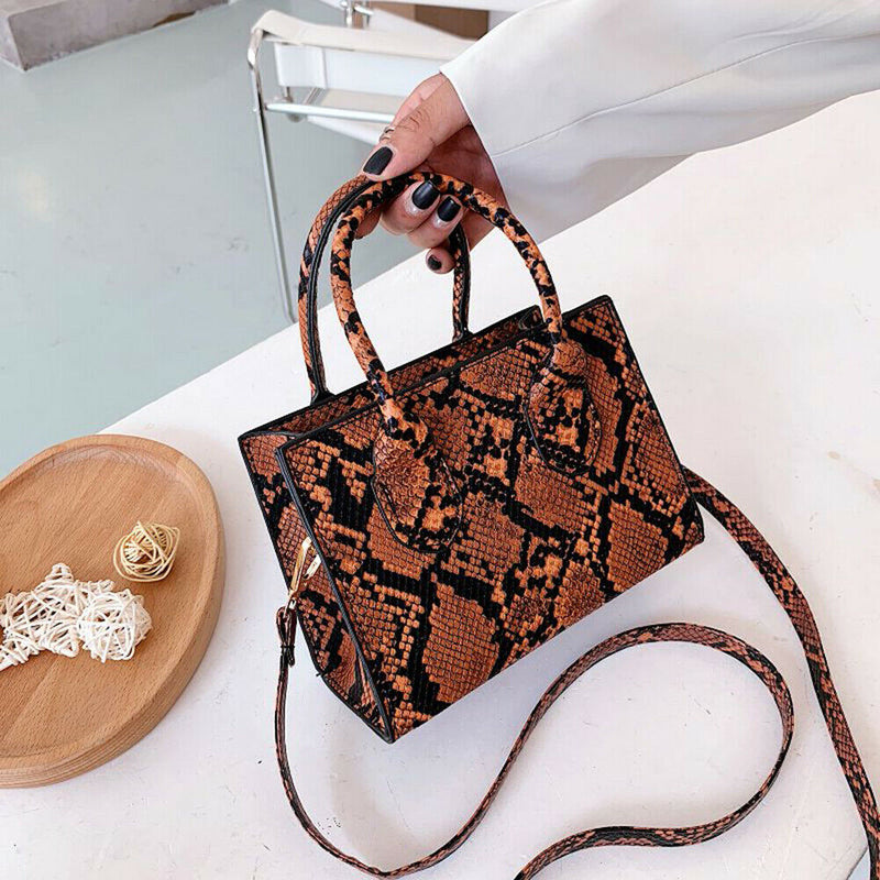 Women Handbag Animal Pattern PU Shoulder Portable Messenger Bag (Brown)