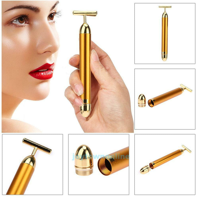 Electric Vibration Face Massager Skin Care Bar Portable T Shape Beauty Device