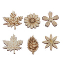 100pcs Wooden Flowers and Leaves Embellishment Wooden Shape Wood Slices Craft