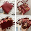 Ethnic Style Red Tassels Versatile Shoulder Bag Messenger Bag Geometric Pat
