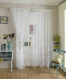 2xFlocking Peony Voile Curtain Panel Window Balcony Tulle Drape Divider 1x2M