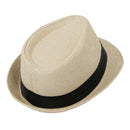 Beige Casual Straw Fedora Hat Sun Hat For Lovers G2I8