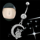 Rhinestone Steel Body Piercing Navel Rings Belly Button Barbell Dangle Bar JR