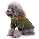 Pet Dog Cat Hooded Jacket Winter Warm Windproof Plush Hat Coat Green