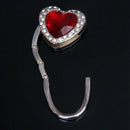 Support hook of Handbag Folding in Red Heart Shape with Rhinestone Decorati