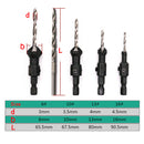 4pcs HSS Countersink Drill Bit 3-4.5mm +1pcs Quick Change Hex Shank Screw 6