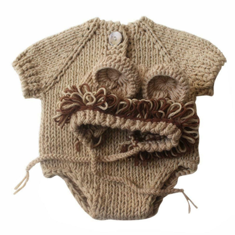 Kids Romper Baby Jumpsuit Bodysuit with Hat Knitting Sweater Photo Props A