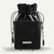 Elegant Leather Messenger Bag Women Shoulder Drawstring Handbag (Black)