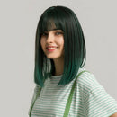 15 Inches Long Straight Bob Wig with Bangs for Women Girls, Bob Style Shoulder