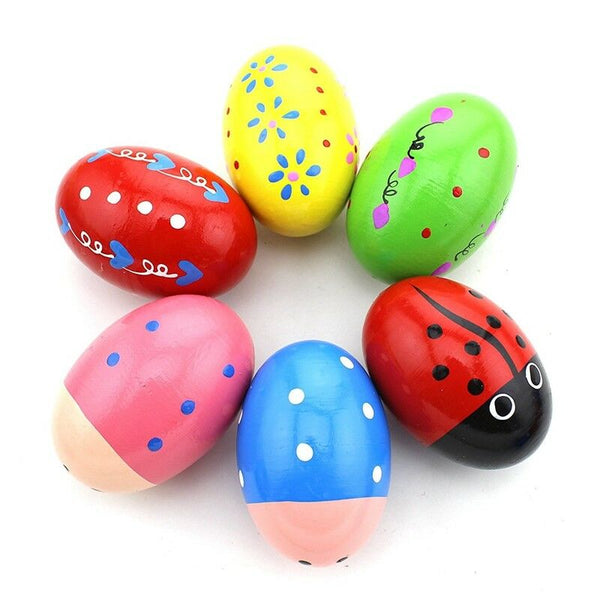 Set of 6 Wooden Percussion Musical Egg Maracas Egg Shakers for Children Z6O6