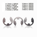 100pc M1.5,2,2.5,3~8 E-Clips Snap Ring Circlips Retaining Kit - Ni Plated Steel