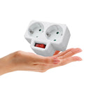 German/EU Plug Conversion Socket 1 to 2 Way Power Adapter w/Outlet Switch