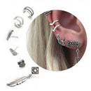 6 Pcs Earrings Set Women Fashion  Retro Owl Feather Buddha Leaf Jewelry BX