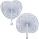 50 Pack White Folding Fans - Round And Heart Shaped Handheld Folding Accord