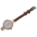 Women Ladies Thin Faux Leather Strap Wrist Watch Coffee