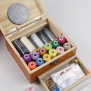 Wooden Sewing Box with Sewing Kit Accessories Hand Beginner Small Sewing St M5H1