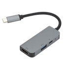 3 in 1 Type C HUB Converter Aluminum Alloy 4K HDMI USB 3.0 PD Adapter Dock