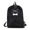 Women PU Leather Lovely Cartoon Cat Printed Backpack Shoulder Bag(Black)