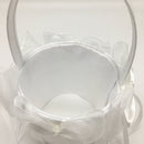 White Satin Wedding Flower Girl Basket Bowknot Decorative Ceremony Basket Holder