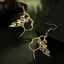 Retro Art Abstract Cutout Face Dangl Drop Earrings Ear Stud Hollow Ear JewelryJR