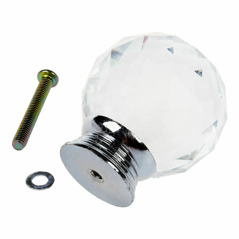 Pack of 5 40mm Crystal Glass Cabinet Knob Drawer Pull Handle Kitchen Door W R4F2