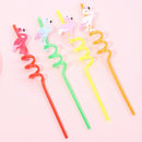 4pcs Drinking Straws Cartoon Flamingo PVC Juice Straws Hawaii Party Table Dec Gw