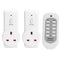 2pcs UK Plug Power Outlet Light Switch Socket+1pc Wireless Remote Control A