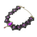 Fashion Jewelry Lace Jewelry Necklace Choker Rhinestone Necklace - purple