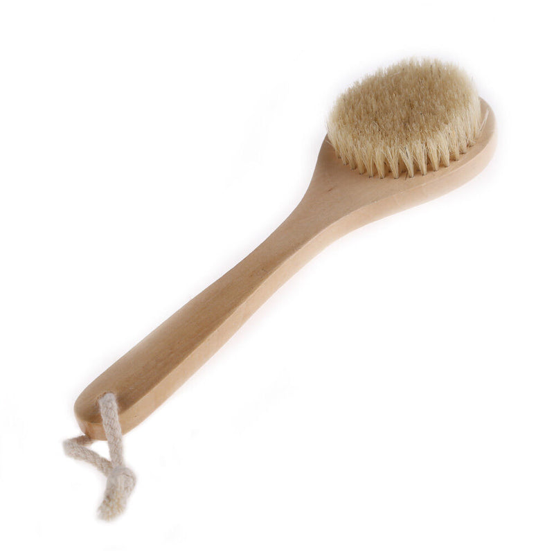 Natural Long Wood Wooden Body Brush Massager Bath Shower Back Spa Scrubber