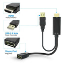 HDMI to DisplayPort Converter Adapter with USB Power, 4K HDMI to DP Adaptor for