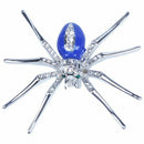 Dazzling Spider Clip Pin Brooch with Rhinestone Blue