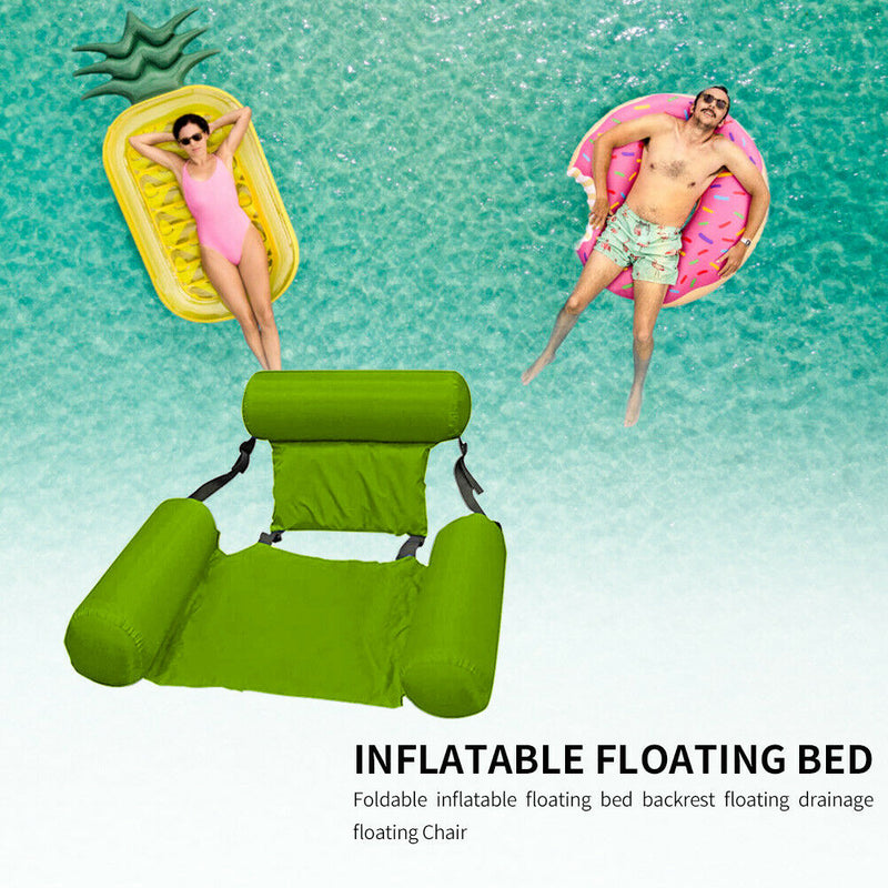 Inflatable Foldable Floating Row Beach Swimming Pool Water Hammock (Green)