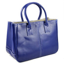 Fashion Woman Ladies Class PU Leather Satchels Tote Purse Bag Handbag - Blu