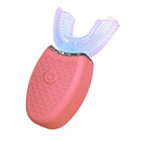 Automatic Electric Toothbrush U-Type Teeth Whitening Silicone Brush Set Pink