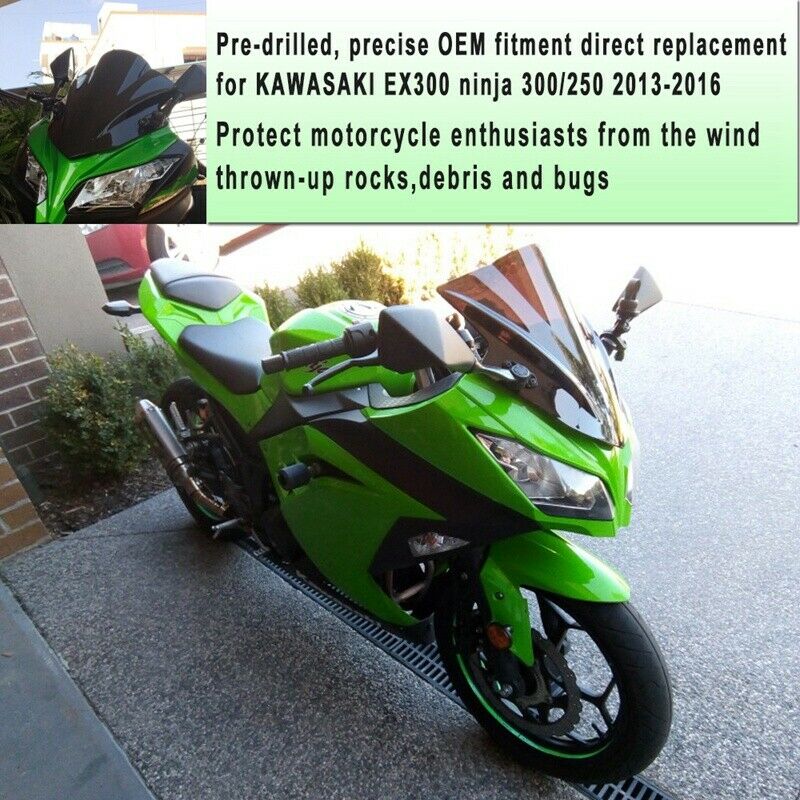 Motorcycle Windshield Windscreen Double Bubble for Kawasaki Ninja 300 EX300