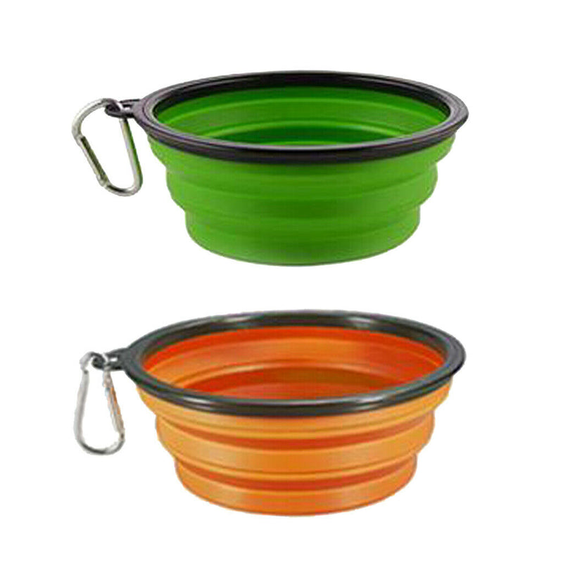 2 Pieces Collapsible Dog Bowl, Silicone Portable and Foldable Water Bowls with