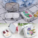 Square Metal Folding pill case Medicine Organizer Pill Box Storage Container Ew